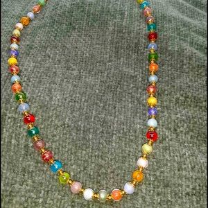 Vintage Milano Glass Necklace, made in Italy. 24"